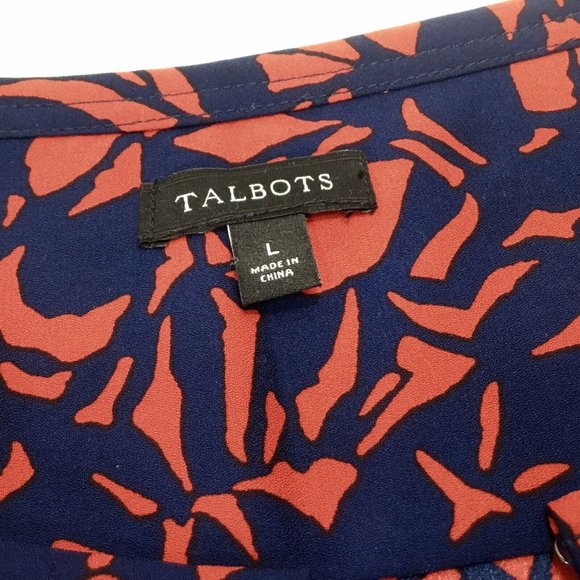 Talbots~Pintuck Yoke Accent~Keyhole Neck~Navy~Red~ - Picture 8 of 9